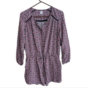 GAP Women's Chase Long Sleeve Romper In A Geometric Print Size L